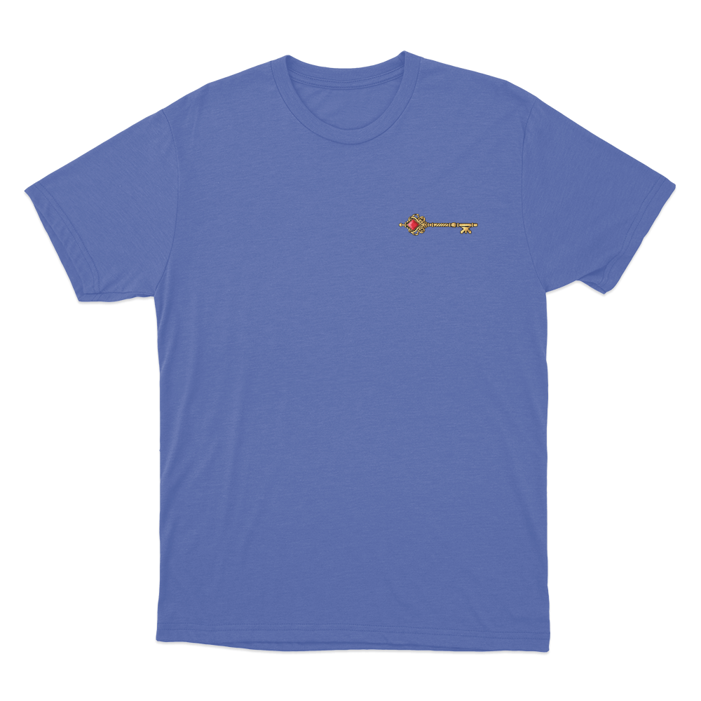 Golden Crimson Ornate Key Unisex T Shirt Blue Golden Crimson Ornate Key Unisex T Shirt Blue
