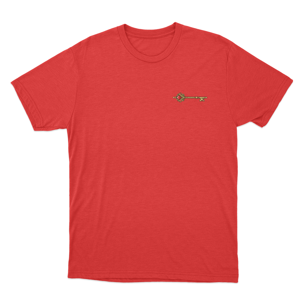 Golden Crimson Ornate Key Unisex T Shirt Red Golden Crimson Ornate Key Unisex T Shirt Red